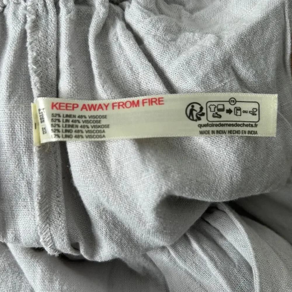Free People Free-Est Linen Blend Jogger Pants Tie Waist Small Grey